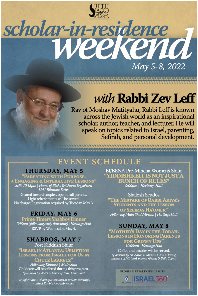 Banner Image for Scholar-In-Residence - Rabbi Zev Leff