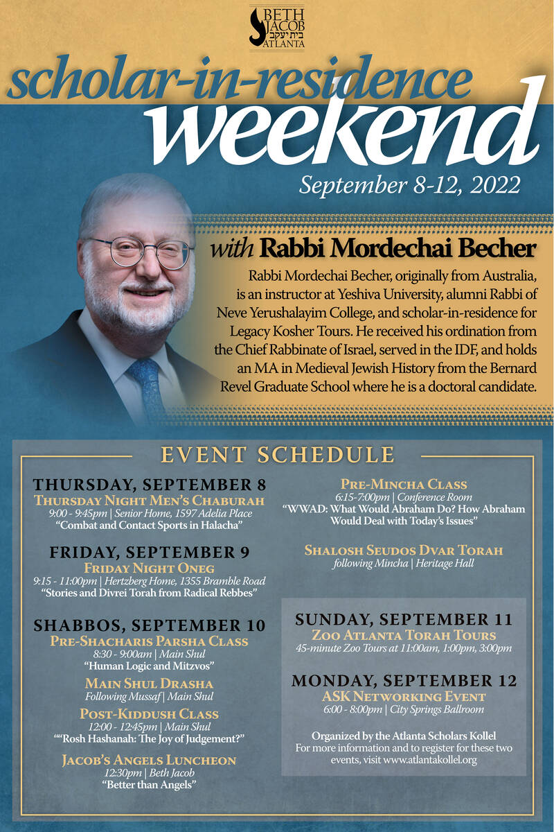 Banner Image for Weekend with Guest Speaker Rabbi Mordechai Becher
